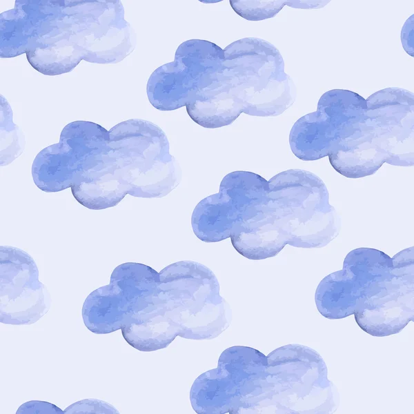 Padrão com nuvens de aquarela — Vetor de Stock