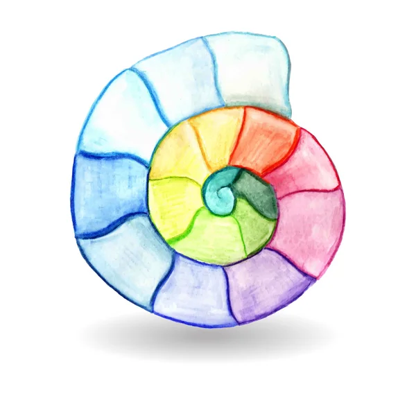 Acuarela colorida Shell — Archivo Imágenes Vectoriales