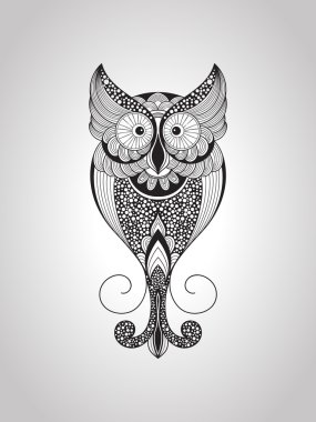 Siyah ve beyaz renklerde baykuş