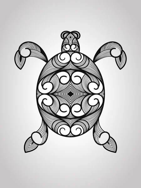 Tortue en noir et blanc — Image vectorielle