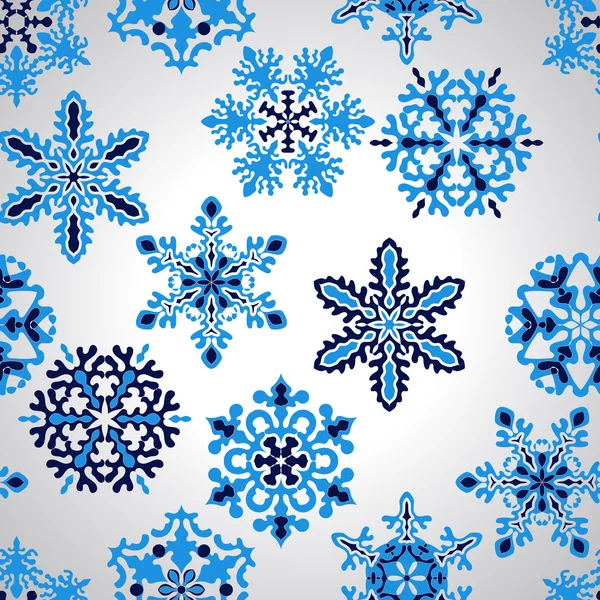 Pattern with Blue Snowflakes — Stock Vector