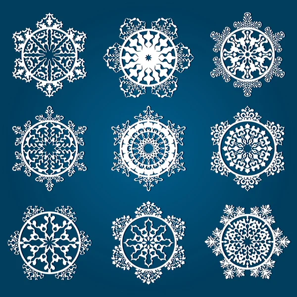 Detailed white snowflakes — Stock Vector