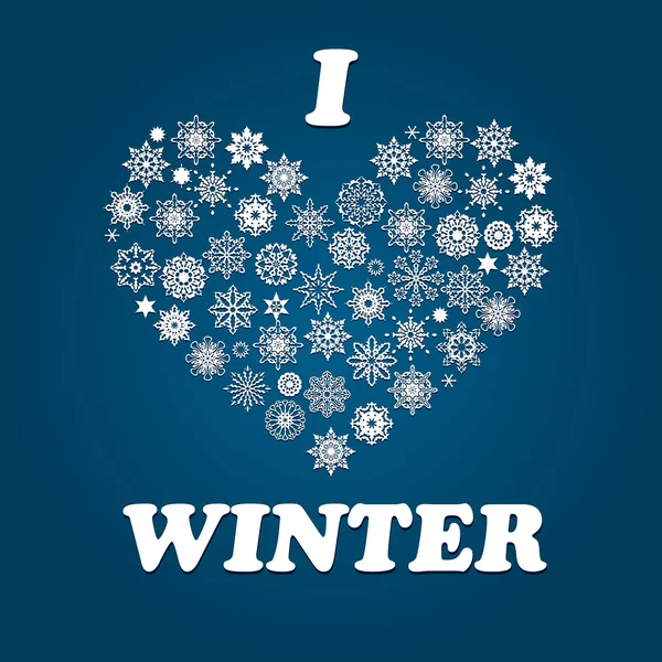 I Love Winter Greeting Card — Stock Vector