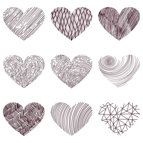 9 corazones funky — Archivo Imágenes Vectoriales