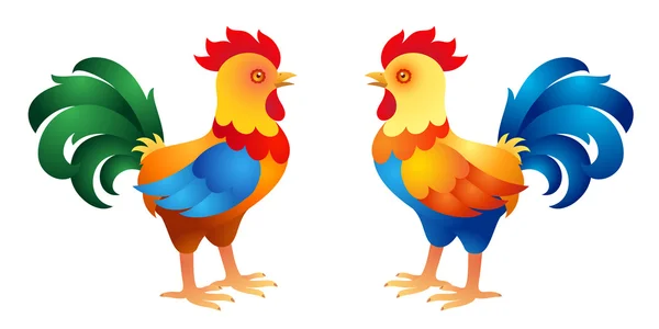 Due galli vettoriali — Vettoriale Stock