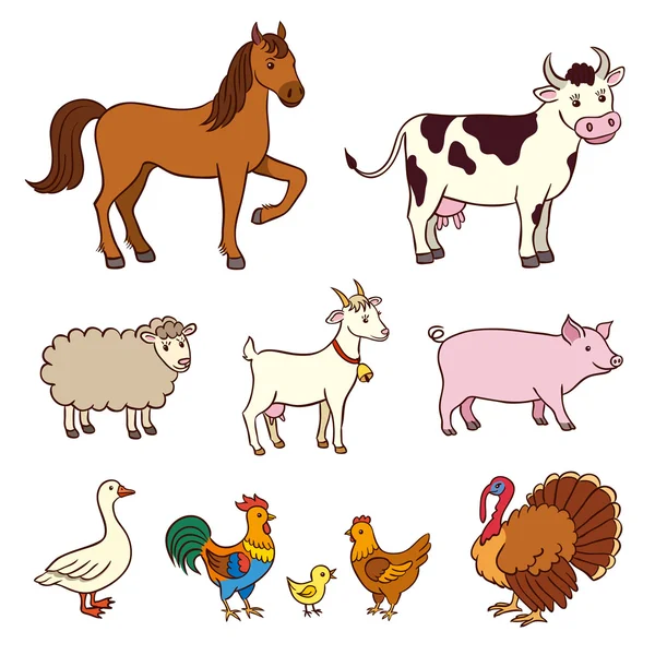 Farm animals in cartoon style — Stock Vector