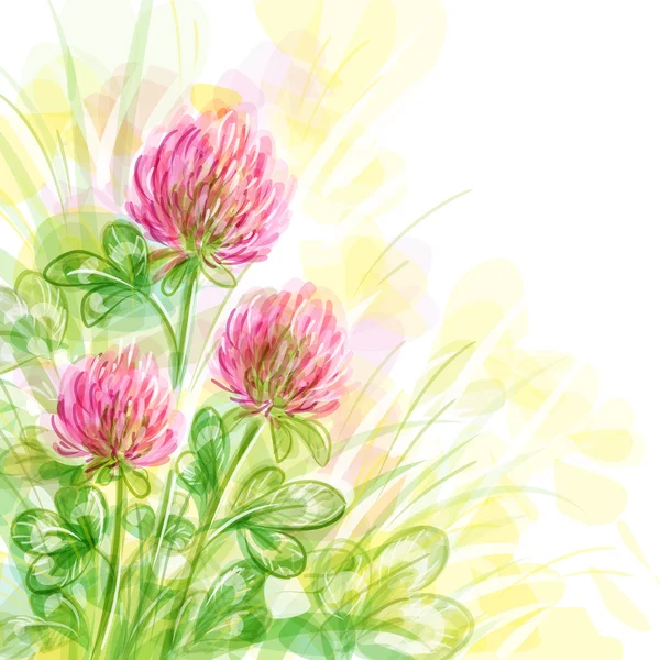 クローバー - ベクトルの背景の花 — ストックベクタ