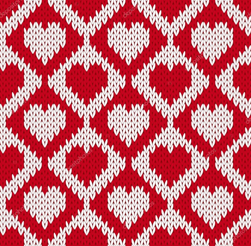 Seamless knitted pattern with hearts