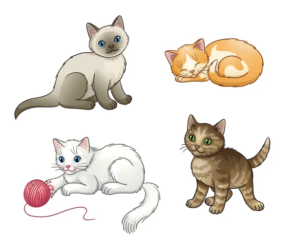 Set of pretty vector kittens — Stock Vector