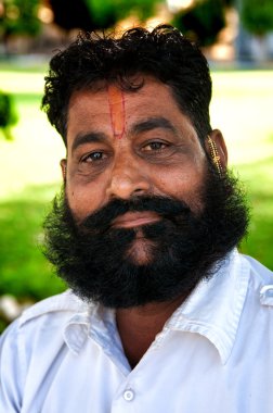 Bikaner, Hindistan - 09 Mart 2013: undefined portre od adam maharaja tarz bıyıklı