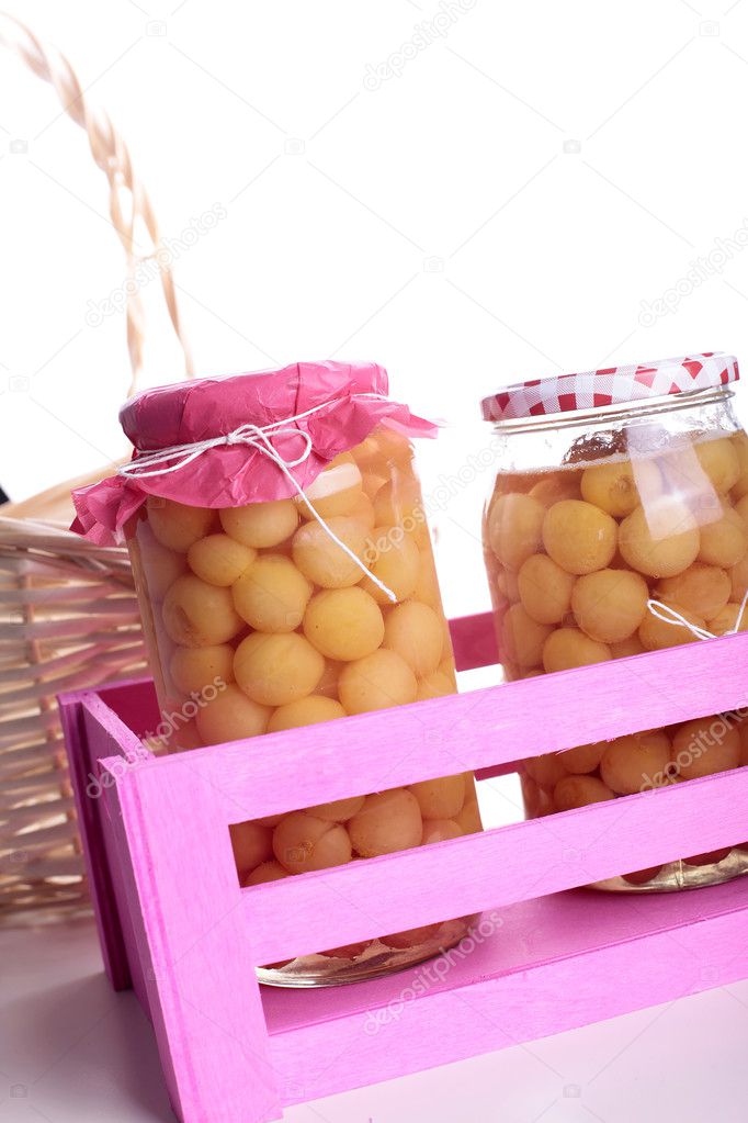 Fruit compote in pink box