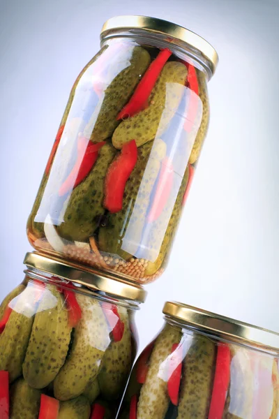 Pickled  cucumbers with red pepper — Stock Photo, Image