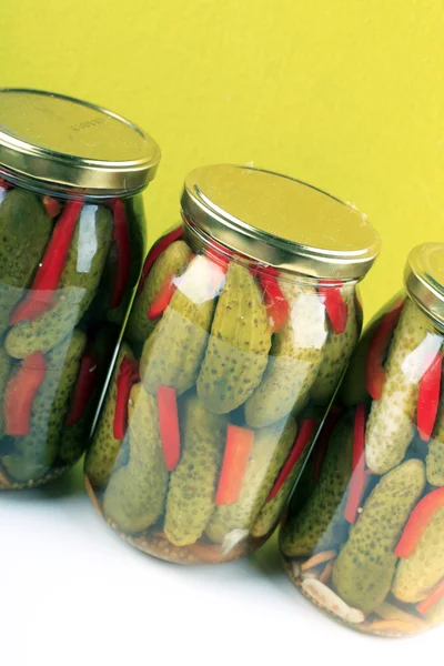 Pickled  cucumbers with red pepper — Stock Photo, Image