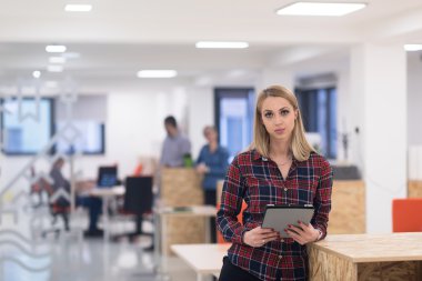 genç iş kadını ofis ekibi ile portresi