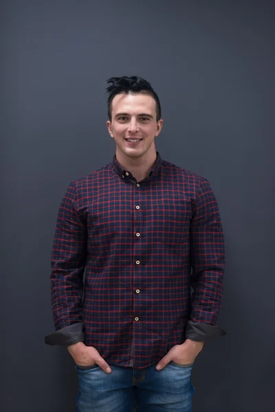 Portrait of young startup business man in plaid shirt — Stock Photo, Image