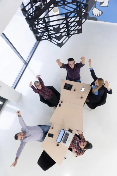 Flygfoto över affärsgrupp folk på mötet — Stockfoto