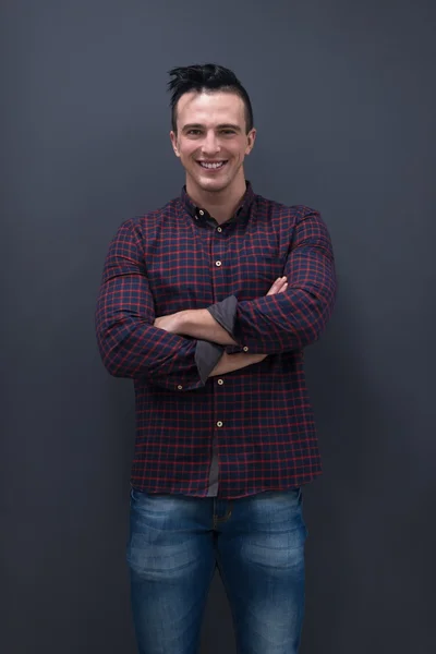 Portré, fiatal startup üzleti férfi kockás ing — Stock Fotó