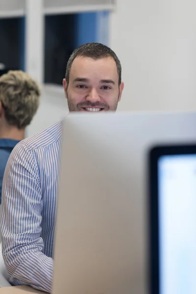 Startup business, software developer working on desktop computer — Stock Photo, Image