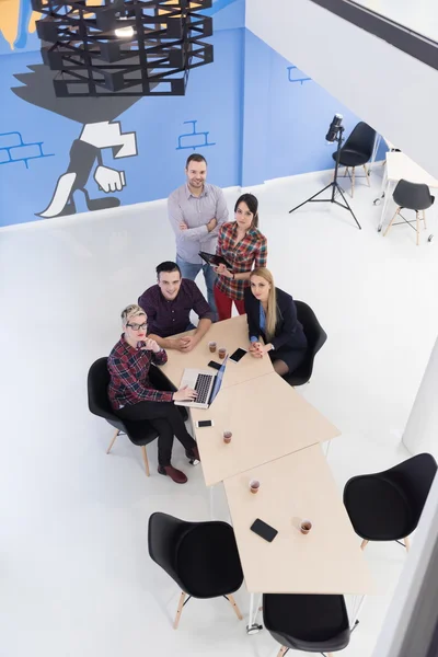 Visão aérea do grupo de empresários em reunião — Fotografia de Stock