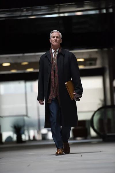 handsome senior business man walking