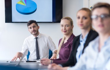 modern ofis takım toplantıda genç iş insanlar grubu