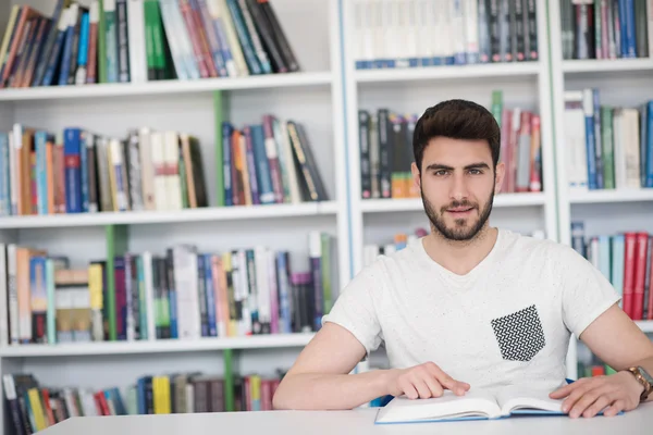 Student studie in schoolbibliotheek — Stockfoto