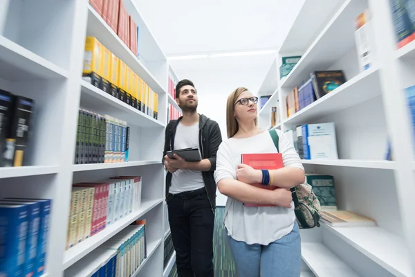 Students group  in school  library — Stock Photo, Image