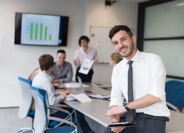 Young business man with tablet at office meeting room — Stock Photo, Image