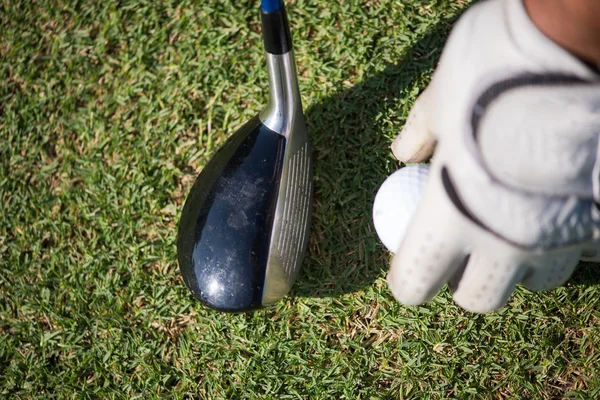 Golfschläger und Ball im Gras — Stockfoto