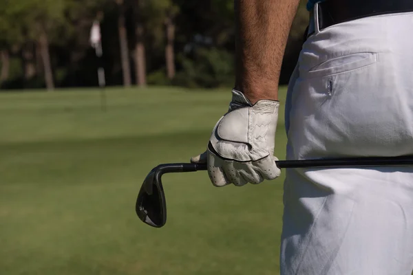 Golfspieler hautnah Hand und Fahrer von hinten — Stockfoto