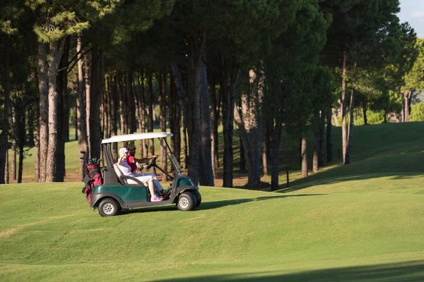 Golf sahasında at arabalı çift — Stok fotoğraf