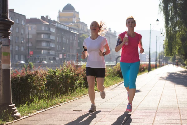 Női barátok, jogging — Stock Fotó