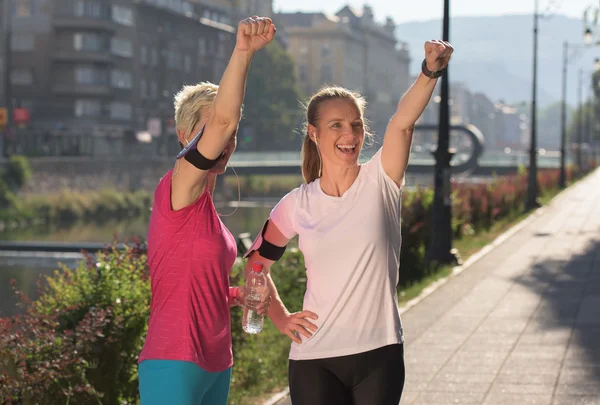 Congratulate and happy to finish morning workout — Stock Photo, Image