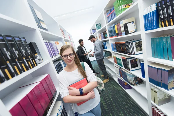 Students group  in school  library — Stock Photo, Image