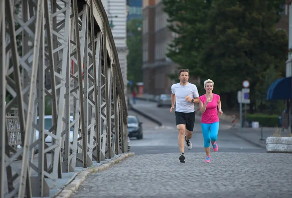 Zdravý pár jogging — Stock fotografie