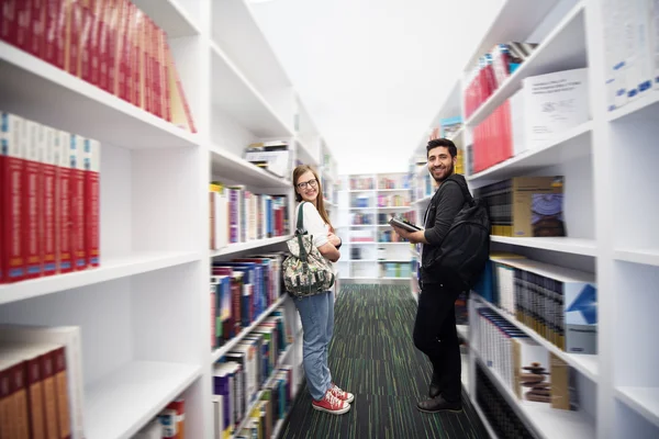 Students group  in school  library — Stock Photo, Image