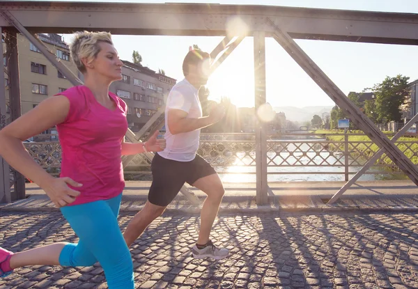 Maduro casal Jogging — Fotografia de Stock