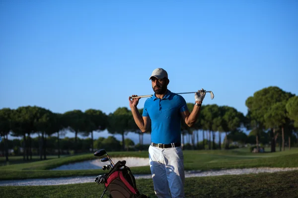 A sunset golfpályán golfozó portré — Stock Fotó