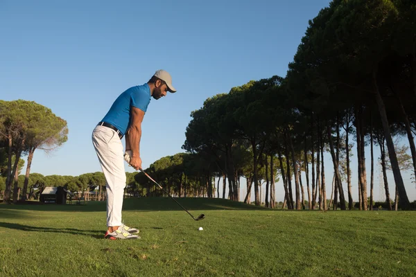 Bonitão desportivo homem, jogador de golfe — Fotografia de Stock