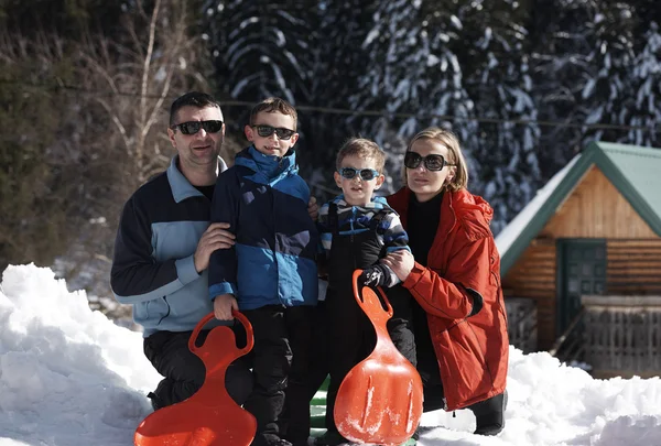 Family portrait at beautiful winter day — Stock Photo, Image