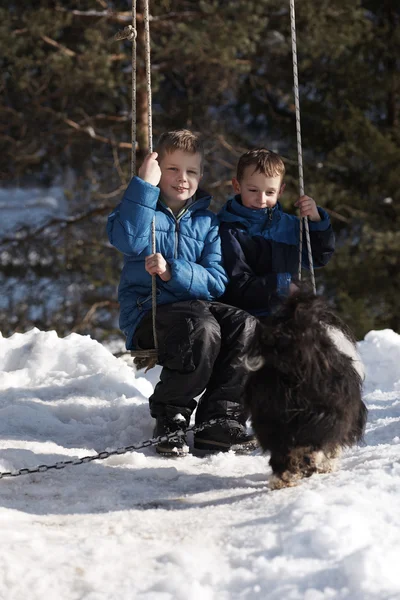 Portrét malých chlapců na zimní den — Stock fotografie