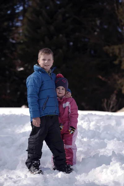 Portrait Frère Sœur Hiver — Photo