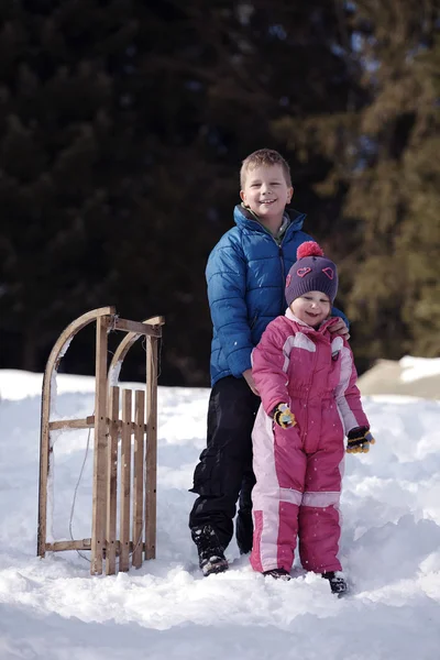 Portrait Frère Sœur Hiver — Photo