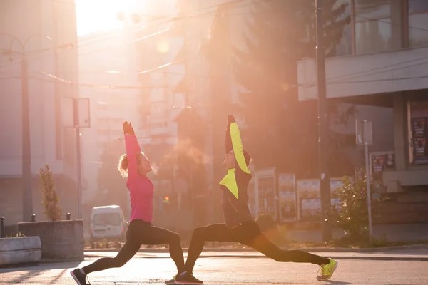 Para rozgrzewkę przed jogging — Zdjęcie stockowe