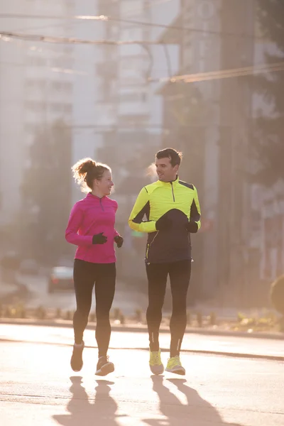 Fiatal pár, jogging — Stock Fotó