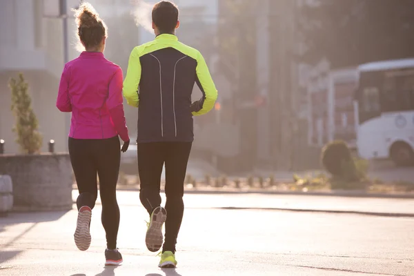 Fiatal pár, jogging — Stock Fotó