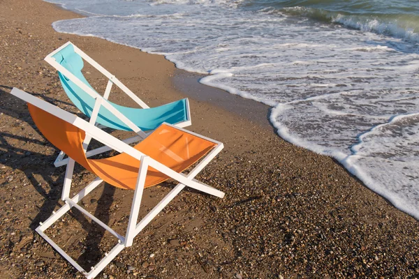 Colorful beach chairs — Stock Photo, Image