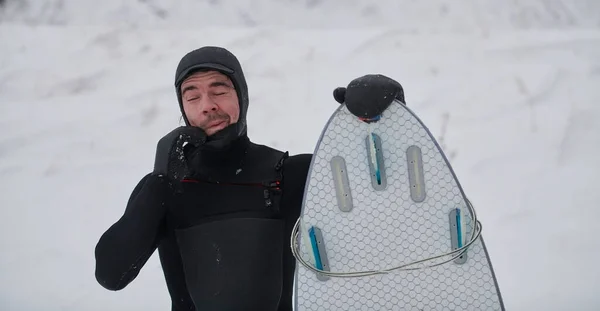 Authentisches Porträt Eines Surfers Aus Der Arktis Der Nach Dem — Stockfoto