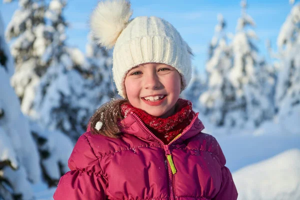 Menina bonito no belo dia de inverno — Fotografia de Stock