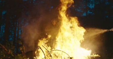 Elit özel birimlerin askerleri geceleyin ormanda.